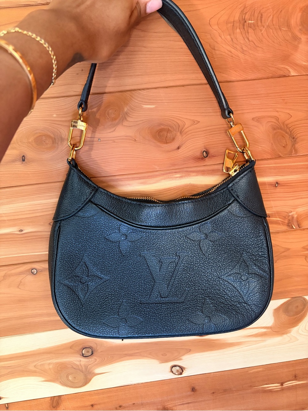 Authentic Louis Vuitton Bagatelle NM Handbag Monogram Black Giant Empreinte